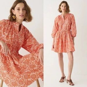 Jcrew long sleeve Orange paisley lined  Dress